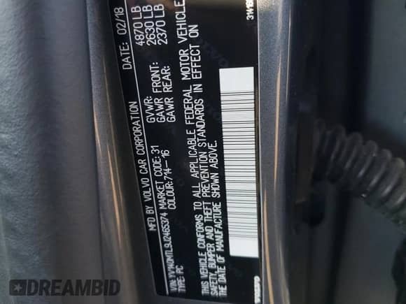 2018 Volvo S60 Dynamic с VIN YV140MTL9J2465374, выставлен на аукционе Copart как лот 72774194 с пробегом 104 003 миль миль и Списание • Salvage title. История ставок и продаж доступна на DreamBid. Изображение 14.