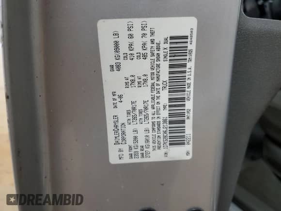 2006 Dodge 2500 ST z VIN 1D7KS28C06J213861, wystawiony jako Copart lot #82454685 z przebiegiem Nie podano mil oraz Szkoda całkowita • Salvage title. Historia ofert i sprzedaży dostępna na DreamBid. Obrazek 12.