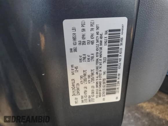 2006 Dodge 1500 SLT z VIN 3D7KR19D16G198799, wystawiony jako Copart lot #85352134 z przebiegiem 205 717 mil mil oraz Szkoda całkowita • Salvage title. Historia ofert i sprzedaży dostępna na DreamBid. Obrazek 12.