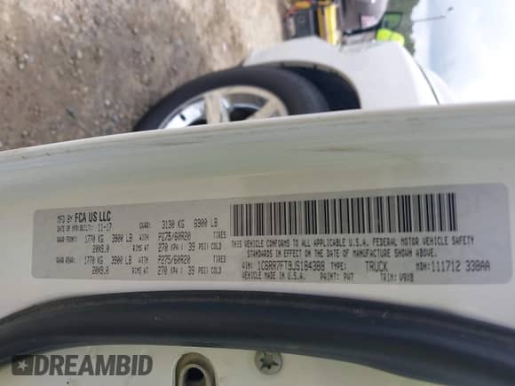 2018 Ram 1500 Tradesman с VIN 1C6RR7FT9JS184388, выставлен на аукционе IAAI как лот 42129524 с пробегом 127 750 миль миль и . История ставок и продаж доступна на DreamBid. Изображение 9.