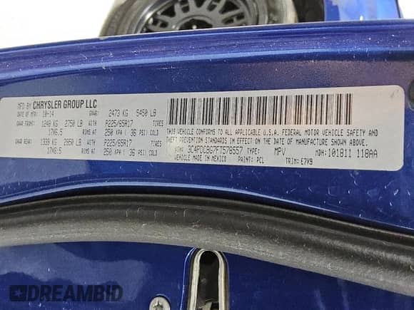 2015 Dodge Journey SXT with VIN 3C4PDCBG7FT578557, listed as a Copart auction lot 80323265 with 170,665 mi miles and Clean title. Bid and sale history available at DreamBid. Image 13.