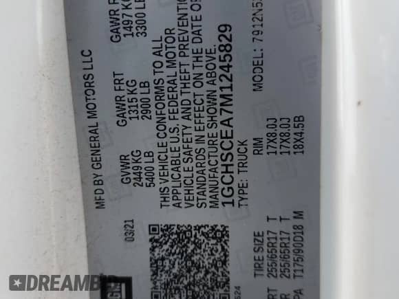 2021 Chevrolet Colorado 2WD LT with VIN 1GCHSCEA7M1245829, listed as a Copart auction lot 70920075 with 80,381 mi miles and Salvage title. Bid and sale history available at DreamBid. Image 12.