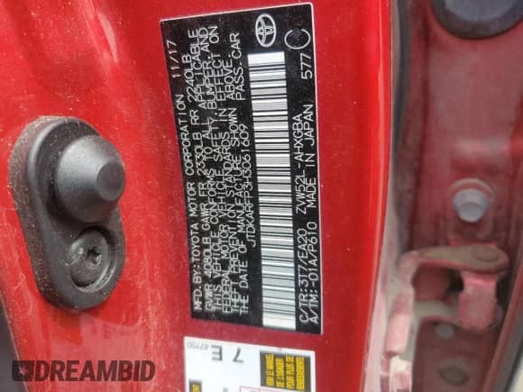 2017 Toyota Prius Premium z VIN JTDKARFP3H3061609, wystawiony jako Copart lot #68416515 z przebiegiem 103 151 mil mil oraz Szkoda całkowita • Salvage title. Historia ofert i sprzedaży dostępna na DreamBid. Obrazek 12.