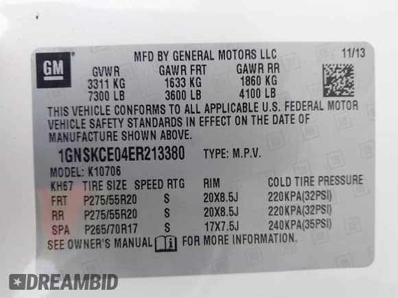 2014 Chevrolet Tahoe LTZ с VIN 1GNSKCE04ER213380, выставлен на аукционе IAAI как лот 41937707 с пробегом 180 738 миль миль и . История ставок и продаж доступна на DreamBid. Изображение 9.