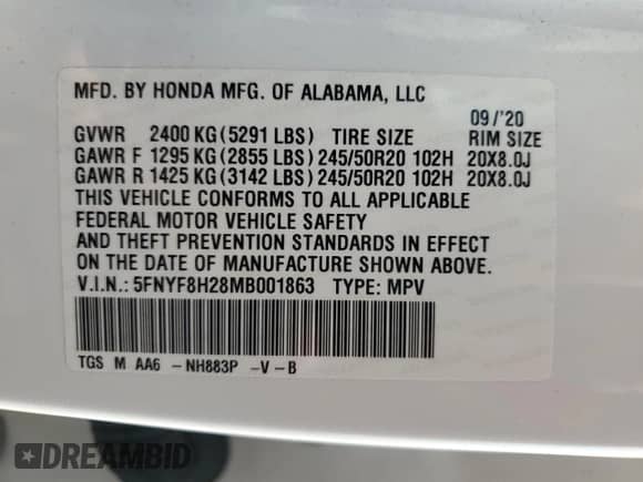 2021 Honda Passport Sport z VIN 5FNYF8H28MB001863, wystawiony jako Copart lot #68664455 z przebiegiem 71 523 mil mil oraz Szkoda całkowita • Salvage title. Historia ofert i sprzedaży dostępna na DreamBid. Obrazek 12.