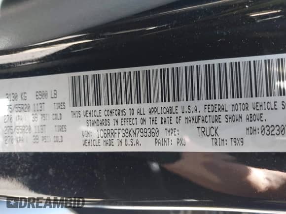 2019 Ram 1500 Big Horn z VIN 1C6RRFFG9KN799360, wystawiony jako IAAI lot #42813232 z przebiegiem 101 517 mil mil oraz . Historia ofert i sprzedaży dostępna na DreamBid. Obrazek 9.