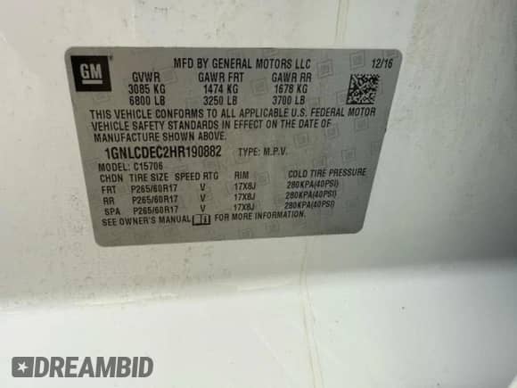 2017 Chevrolet Tahoe Commercial с VIN 1GNLCDEC2HR190882, выставлен на аукционе Copart как лот 91099405 с пробегом 128 495 миль миль и Чистый • Clean title. История ставок и продаж доступна на DreamBid. Изображение 10.