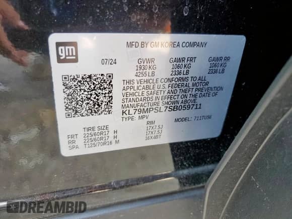 2025 Chevrolet TrailBlazer LT z VIN KL79MPSL7SB059711, wystawiony jako Copart lot #80474235 z przebiegiem 14 367 mil mil oraz Szkoda całkowita • Salvage title. Historia ofert i sprzedaży dostępna na DreamBid. Obrazek 13.