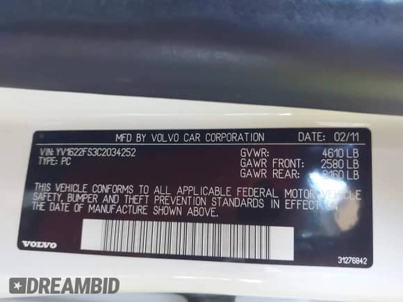2012 Volvo S60 T5 с VIN YV1622FS3C2034252, выставлен на аукционе IAAI как лот 43336269 с пробегом 143 661 миль миль и . История ставок и продаж доступна на DreamBid. Изображение 9.