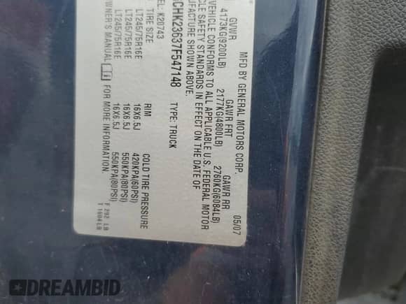 2007 Chevrolet Silverado 2500HD 1LT с VIN 1GCHK23637F547148, выставлен на аукционе Copart как лот 67982375 с пробегом 205 123 миль миль и Списание • Salvage title. История ставок и продаж доступна на DreamBid. Изображение 12.