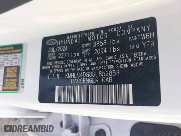 2025 Hyundai Elantra SEL Convenience с VIN KMHLS4DG8SU852853, выставлен на аукционе IAAI как лот 43024811 с пробегом 9 823 миль миль и . История ставок и продаж доступна на DreamBid. Изображение 9.