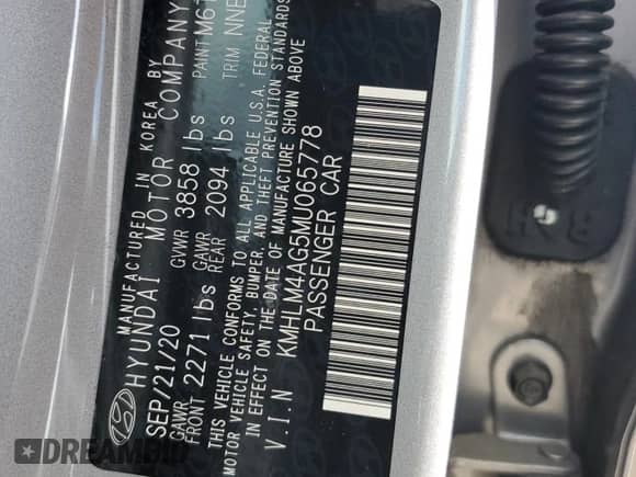 2021 Hyundai Elantra SEL с VIN KMHLM4AG5MU065778, выставлен на аукционе Copart как лот 82659195 с пробегом 35 514 миль миль и Списание • Salvage title. История ставок и продаж доступна на DreamBid. Изображение 12.