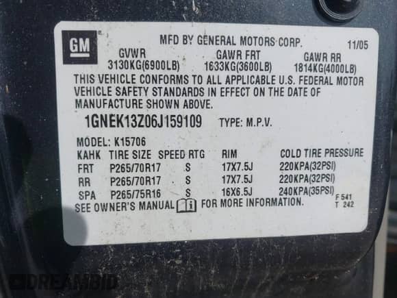 2006 Chevrolet Tahoe LT с VIN 1GNEK13Z06J159109, выставлен на аукционе IAAI как лот 41819991 с пробегом 158 468 миль миль и . История ставок и продаж доступна на DreamBid. Изображение 9.