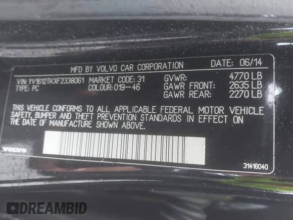 2015 Volvo S60 T5 Premier с VIN YV1612TKXF2338061, выставлен на аукционе IAAI как лот 43391459 с пробегом 103 198 миль миль и . История ставок и продаж доступна на DreamBid. Изображение 9.
