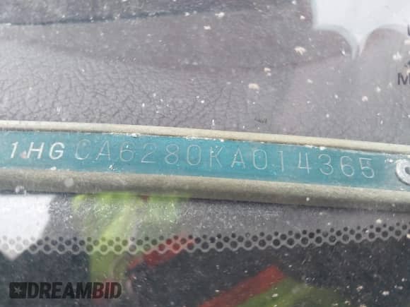 1989 Honda Accord с VIN 1HGCA6280KA014365, выставлен на аукционе IAAI как лот 42283209 с пробегом 140 861 миль миль и . История ставок и продаж доступна на DreamBid. Изображение 13.