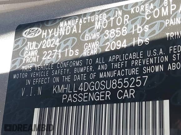 2025 Hyundai Elantra z VIN KMHLL44G0SU855257, wystawiony jako IAAI lot #42804855 z przebiegiem 11 807 mil mil oraz . Historia ofert i sprzedaży dostępna na DreamBid. Obrazek 9.