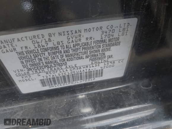 2018 Nissan Note S z VIN 3N1CE2CP0JL370312, wystawiony jako IAAI lot #42607403 z przebiegiem 89 684 mil mil oraz . Historia ofert i sprzedaży dostępna na DreamBid. Obrazek 9.