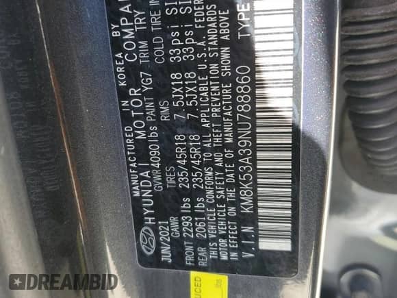 2022 Hyundai Kona Limited с VIN KM8K53A39NU788860, выставлен на аукционе Copart как лот 56383815 с пробегом 31 953 миль миль и Списание • Salvage title. История ставок и продаж доступна на DreamBid. Изображение 13.