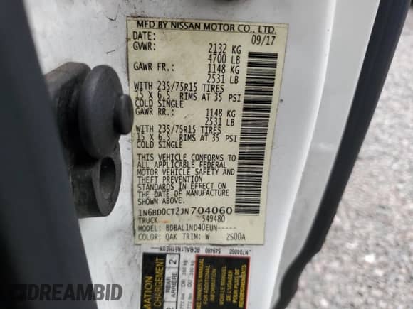 2018 Nissan Frontier S z VIN 1N6BD0CT2JN704060, wystawiony jako Copart lot #80262685 z przebiegiem 155 061 mil mil oraz Szkoda całkowita • Salvage title. Historia ofert i sprzedaży dostępna na DreamBid. Obrazek 12.