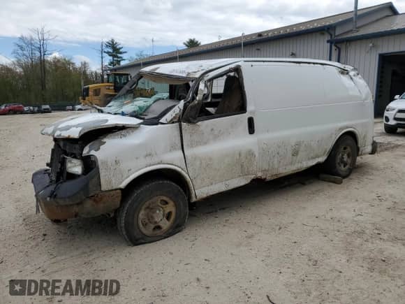 2008 Chevrolet Express Cargo with VIN 1GCFG15X581215851, listed as a Copart auction lot 55747555 with Not provided miles and Salvage title. Bid and sale history available at DreamBid. Image 1.