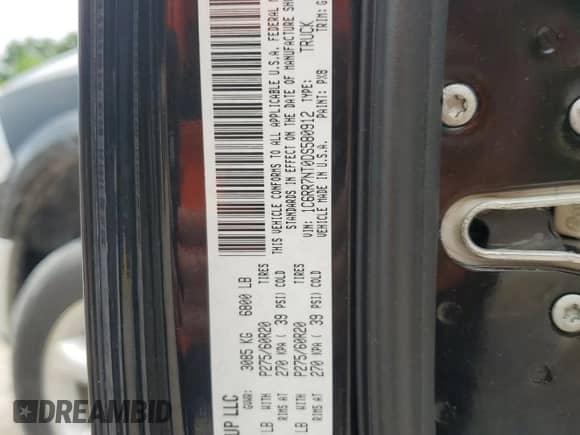 2013 Ram 1500 Laramie with VIN 1C6RR7NT0DS580912, listed as a Copart auction lot 60413025 with 158,596 mi miles and Salvage title. Bid and sale history available at DreamBid. Image 12.