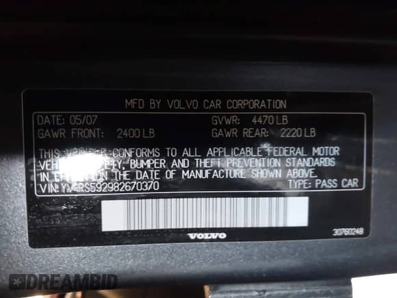 2008 Volvo S60 2.5T с VIN YV1RS592982670370, выставлен на аукционе IAAI как лот 42795634 с пробегом Не указан миль и . История ставок и продаж доступна на DreamBid. Изображение 9.