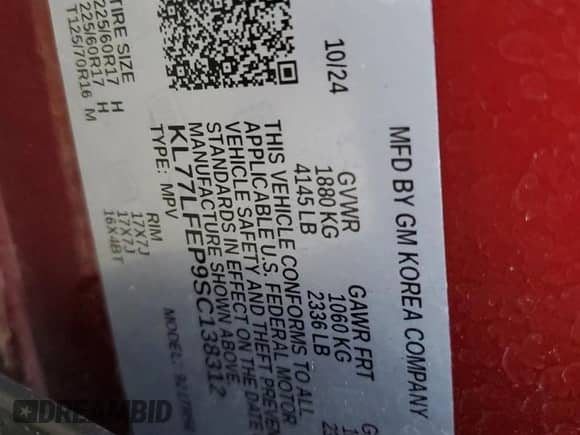 2022 Chevrolet Trax LS with VIN KL77LFEP9SC138312, listed as a Copart auction lot 86772025 with 21,078 mi miles and Clean title. Bid and sale history available at DreamBid. Image 13.