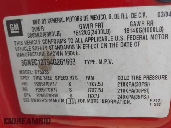 2004 Chevrolet Avalanche с VIN 3GNEC12T94G261663, выставлен на аукционе IAAI как лот 42808518 с пробегом 284 607 миль миль и . История ставок и продаж доступна на DreamBid. Изображение 9.