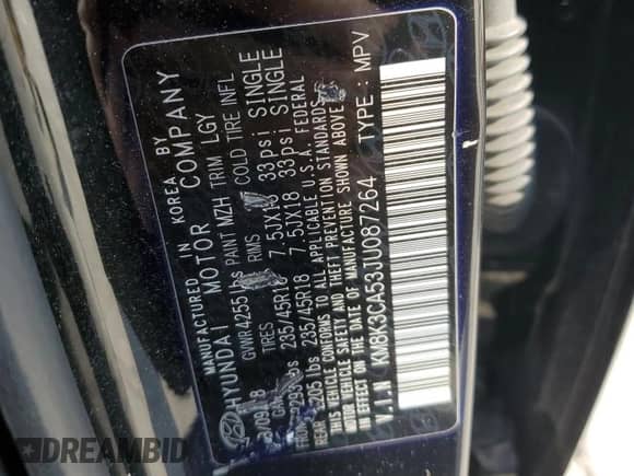 2018 Hyundai Kona Limited z VIN KM8K3CA53JU087264, wystawiony jako Copart lot #59513755 z przebiegiem 145 686 mil mil oraz Szkoda całkowita • Salvage title. Historia ofert i sprzedaży dostępna na DreamBid. Obrazek 12.