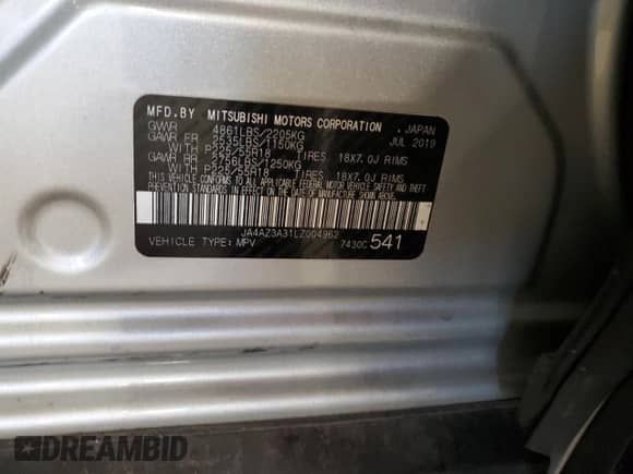 2020 Mitsubishi Outlander ES с VIN JA4AZ3A31LZ004962, выставлен на аукционе Copart как лот 65710775 с пробегом 50 751 миль миль и Списание • Salvage title. История ставок и продаж доступна на DreamBid. Изображение 13.