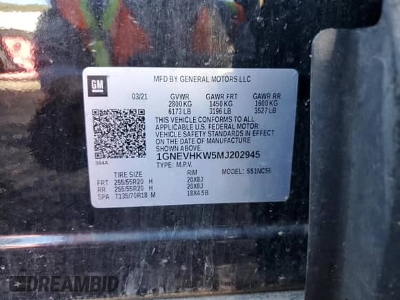 2021 Chevrolet Traverse LT with VIN 1GNEVHKW5MJ202945, listed as a Copart auction lot 85732685 with 104,680 mi miles and Clean title. Bid and sale history available at DreamBid. Image 13.