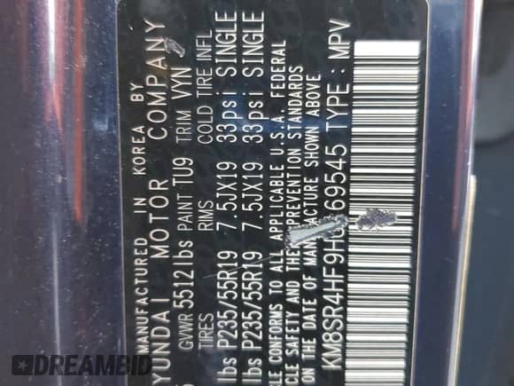 2017 Hyundai Santa Fe Limited Ultimate z VIN KM8SR4HF9HU169545, wystawiony jako Copart lot #71662585 z przebiegiem 148 670 mil mil oraz Czysty tytuł • Clean title. Historia ofert i sprzedaży dostępna na DreamBid. Obrazek 13.