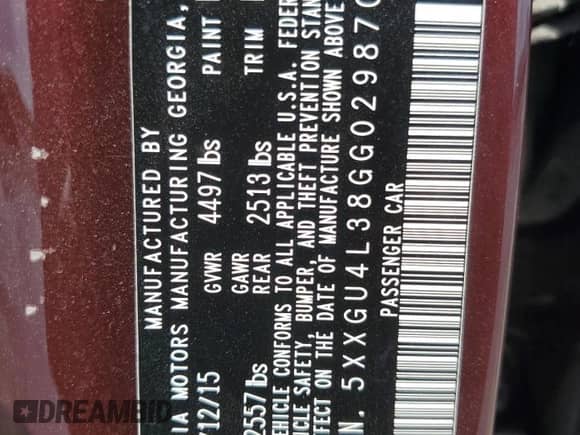 2016 Kia Optima EX z VIN 5XXGU4L38GG029870, wystawiony jako Copart lot #81708885 z przebiegiem 111 287 mil mil oraz Szkoda całkowita • Salvage title. Historia ofert i sprzedaży dostępna na DreamBid. Obrazek 12.