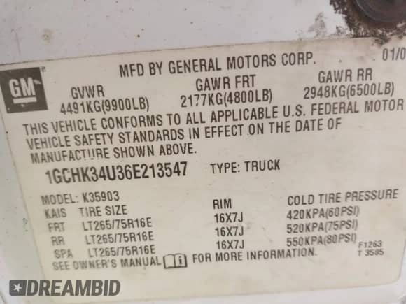 2006 Chevrolet Silverado 3500 SRW Wrk Trk с VIN 1GCHK34U36E213547, выставлен на аукционе IAAI как лот 42521595 с пробегом 202 693 миль миль и . История ставок и продаж доступна на DreamBid. Изображение 9.