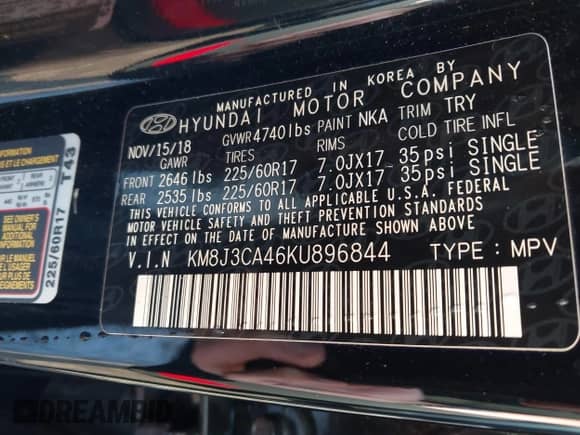 2019 Hyundai Tucson Value с VIN KM8J3CA46KU896844, выставлен на аукционе IAAI как лот 42791678 с пробегом 68 083 миль миль и . История ставок и продаж доступна на DreamBid. Изображение 9.