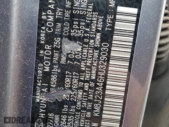 2017 Hyundai Tucson SE z VIN KM8J23A46HU329030, wystawiony jako Copart lot #82064305 z przebiegiem 154 244 mil mil oraz Szkoda całkowita • Salvage title. Historia ofert i sprzedaży dostępna na DreamBid. Obrazek 13.