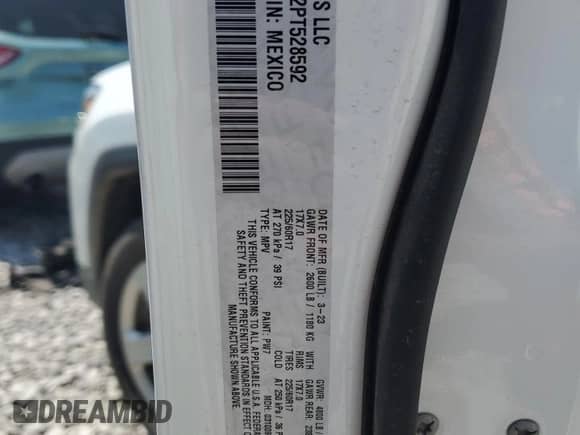 2023 Jeep Compass Sport with VIN 3C4NJDAN2PT528592, listed as a Copart auction lot 64280364 with 21,758 mi miles and Salvage title. Bid and sale history available at DreamBid. Image 12.
