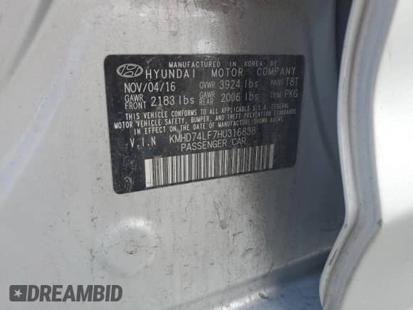 2017 Hyundai Elantra SE with VIN KMHD74LF7HU316838, listed as a Copart auction lot 80078275 with 92,035 mi miles and Salvage title. Bid and sale history available at DreamBid. Image 12.