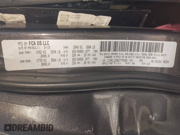 2019 Dodge Durango GT with VIN 1C4RDJDG8KC770506, listed as a IAAI auction lot 41768759 with 120,178 mi miles and . Bid and sale history available at DreamBid. Image 9.