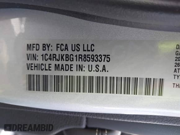 2024 Jeep Grand Cherokee Limited with VIN 1C4RJKBG1R8593375, listed as a IAAI auction lot 43041236 with 8,584 mi miles and . Bid and sale history available at DreamBid. Image 9.