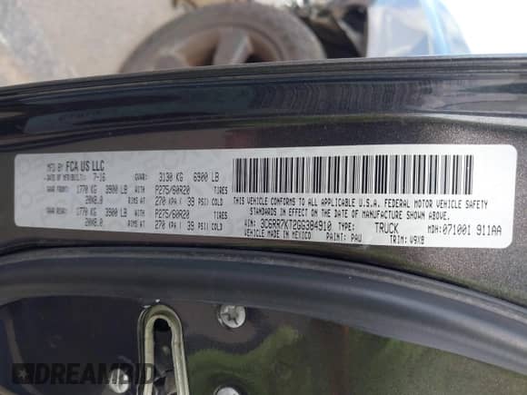 2016 Ram 1500 Express with VIN 3C6RR7KT2GG384910, listed as a IAAI auction lot 41479366 with 123,432 mi miles and . Bid and sale history available at DreamBid. Image 9.