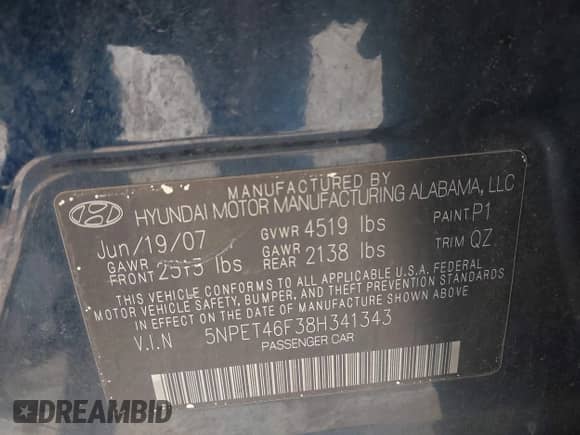 2008 Hyundai Sonata GLS с VIN 5NPET46F38H341343, выставлен на аукционе IAAI как лот 42474538 с пробегом 161 478 миль миль и . История ставок и продаж доступна на DreamBid. Изображение 9.