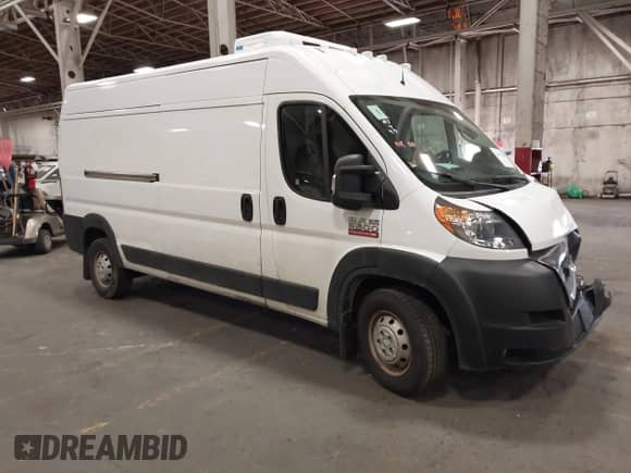 2019 Ram ProMaster Cargo with VIN 3C6TRVDG7KE503730, listed as a IAAI auction lot 42447005 with 26,014 mi miles and . Bid and sale history available at DreamBid. Image 1.