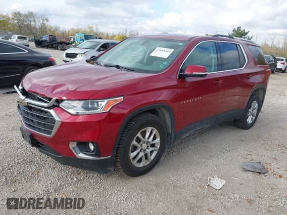 2018 Chevrolet Traverse LT Cloth z VIN 1GNEVGKW5JJ235448, wystawiony jako IAAI lot #43555205 z przebiegiem 111 945 mil mil oraz . Historia ofert i sprzedaży dostępna na DreamBid. Obrazek 2.