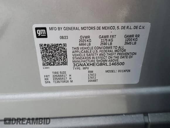 2024 Chevrolet Equinox LS with VIN 3GNAXHEG8RL146500, listed as a Copart auction lot 84876635 with 32,296 mi miles and Salvage title. Bid and sale history available at DreamBid. Image 12.