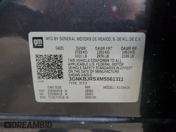 2021 Chevrolet Blazer LT с VIN 3GNKBJRSXMS561311, выставлен на аукционе Copart как лот 71724995 с пробегом 63 205 миль миль и Списание • Salvage title. История ставок и продаж доступна на DreamBid. Изображение 13.