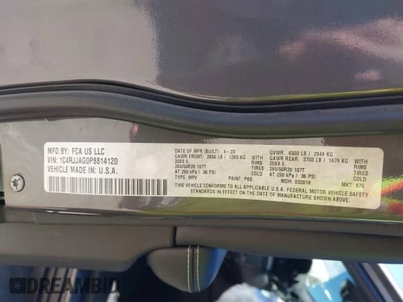 2023 Jeep Grand Cherokee Altitude с VIN 1C4RJJAG0P8814120, выставлен на аукционе IAAI как лот 41853023 с пробегом 30 313 миль миль и . История ставок и продаж доступна на DreamBid. Изображение 9.