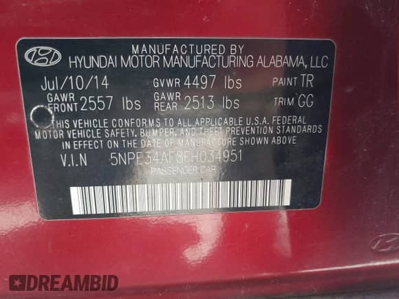 2015 Hyundai Sonata Sport с VIN 5NPE34AF8FH034951, выставлен на аукционе IAAI как лот 39759696 с пробегом 114 400 миль миль и . История ставок и продаж доступна на DreamBid. Изображение 9.