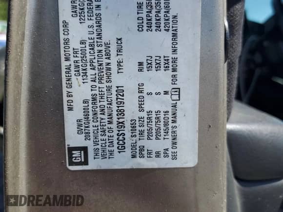 2003 Chevrolet S-10 LS с VIN 1GCCS19X138197201, выставлен на аукционе Copart как лот 64192605 с пробегом 135 352 миль миль и Списание • Salvage title. История ставок и продаж доступна на DreamBid. Изображение 12.