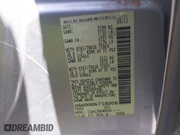 2013 Nissan Frontier SV с VIN 1N6AD0ER0DN758006, выставлен на аукционе IAAI как лот 42397673 с пробегом 134 028 миль миль и . История ставок и продаж доступна на DreamBid. Изображение 9.